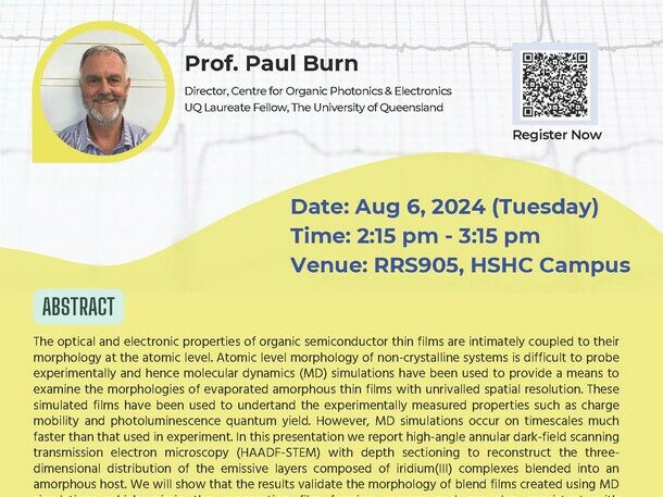 Physics Seminar: Seeing is believing – experimental 3D mapping of iridium (III) complexes in light-emitting guest: host blends