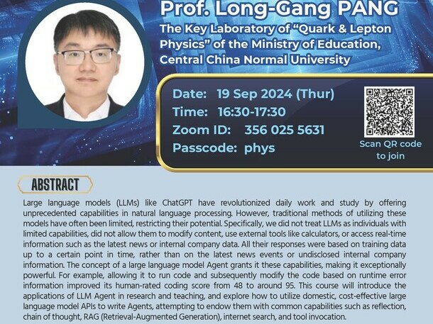 Physics Seminar: Large Language Model Agent For Research and Education