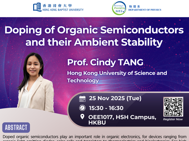 Physics Seminar: Doping of Organic Semiconductors and their Ambient Stability