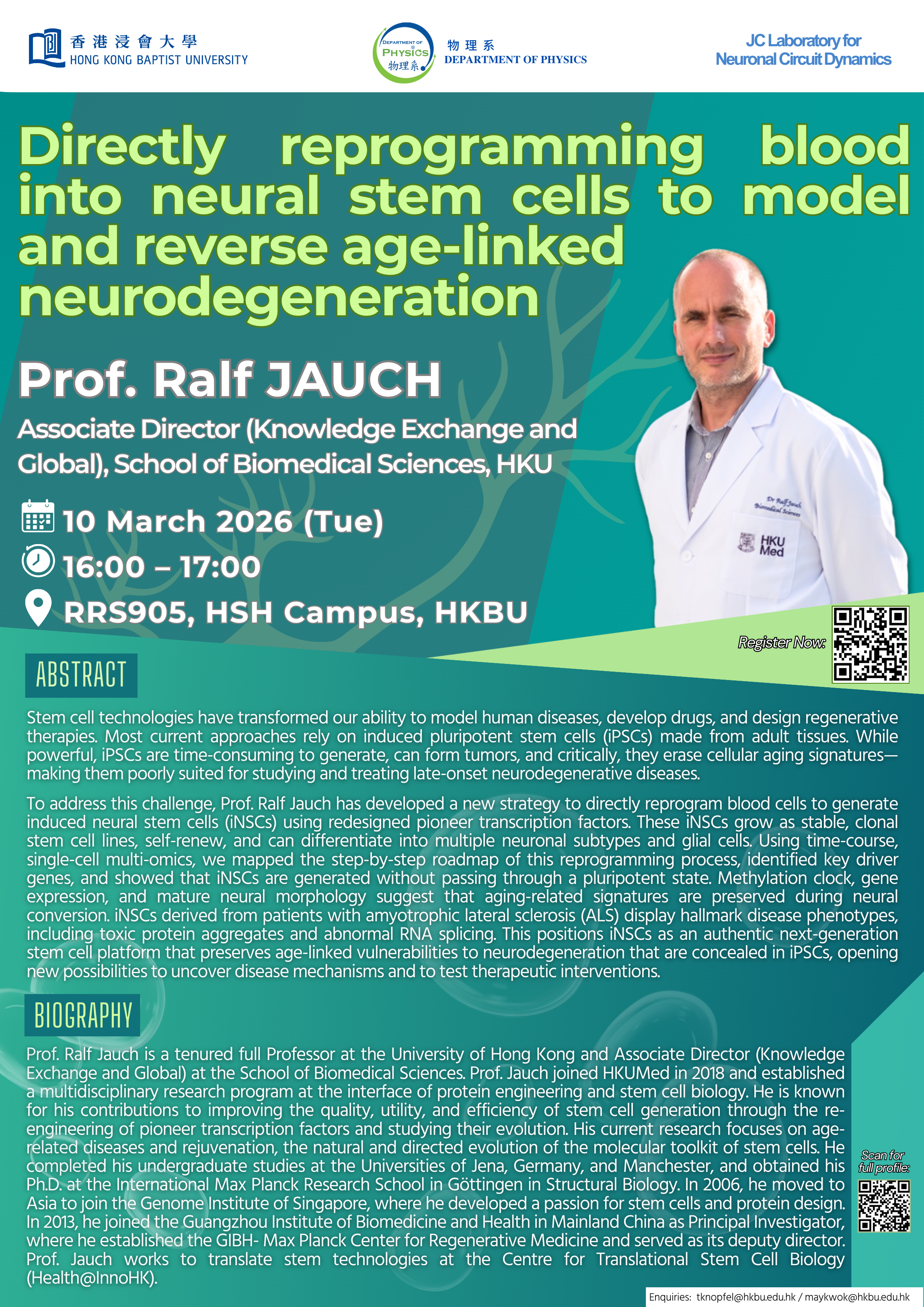 PHYS Seminar - Prof Ralf JAUCH