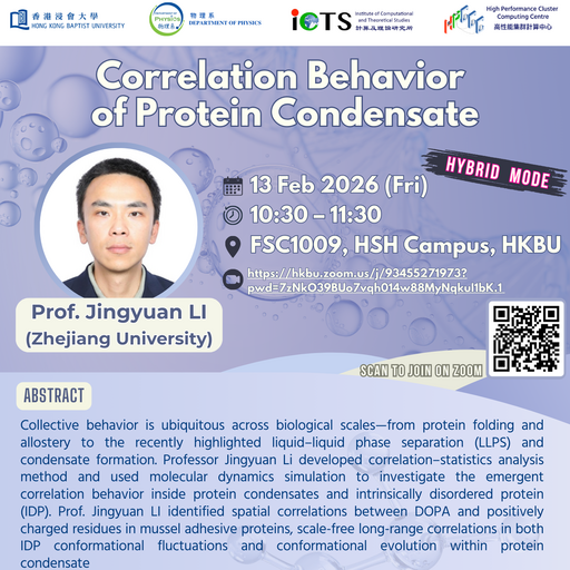 Physics Seminar: Correlation behavior of protein condensate