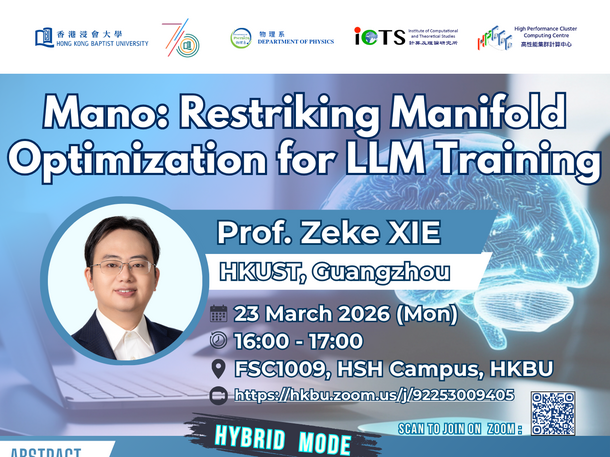 Physics Seminar: Mano: Restriking Manifold Optimization for LLM Training