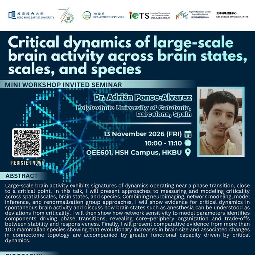Mini Workshop Invited Seminar: Critical dynamics of large-scale brain activity across brain states, scales, and species